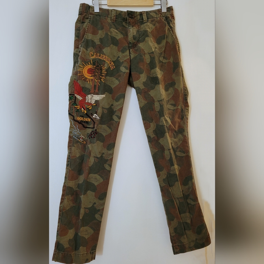 GAP Camouflage Straight Leg Pants with Embroidery